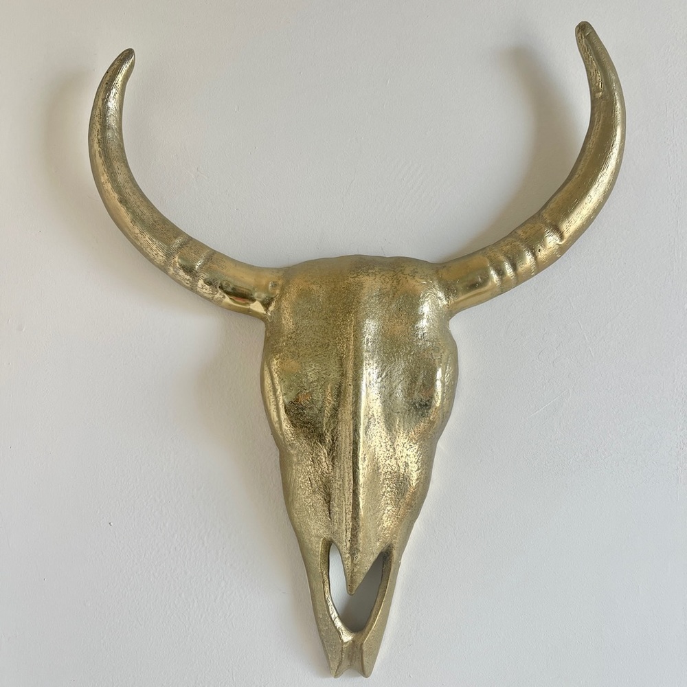 Gold bull head wall hanging